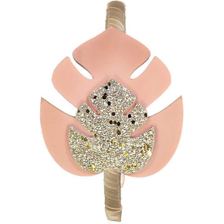 Bandeau en cuir et paillettes Monstera pour la vente par ILLYTRILLY