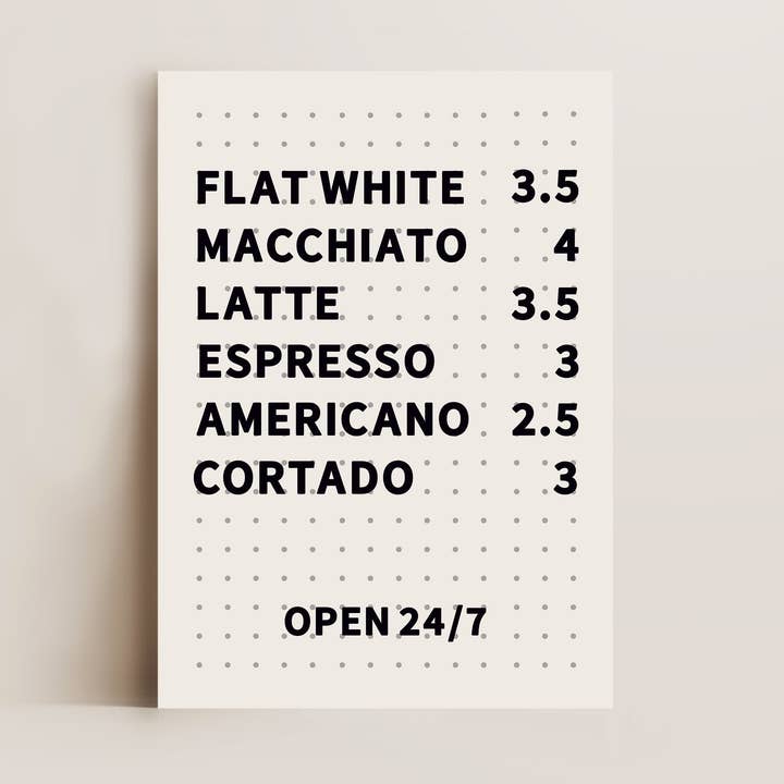 Impresión de cartel del menú de café para venta al por mayor de Alluvion