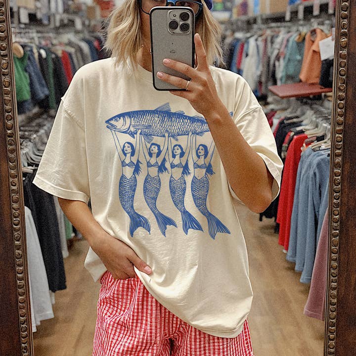 Mermaid Sardine Graphic Tee - Comfort Colors for wholesale by Presley And Cash