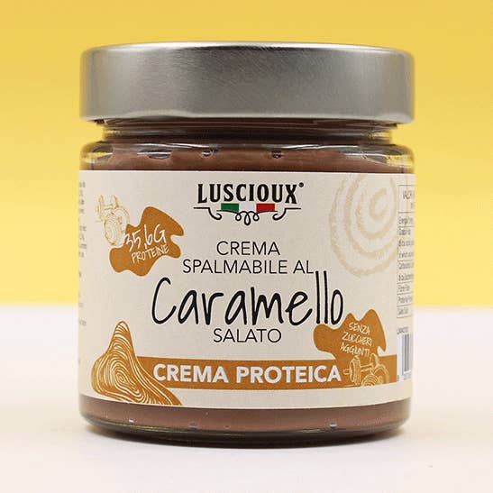 LUSCIOUX - OMNIA GROUP SRL - Vendita all'ingrosso Burro di frutta secca - Crema Proteica Caramello Salato | 200 g0