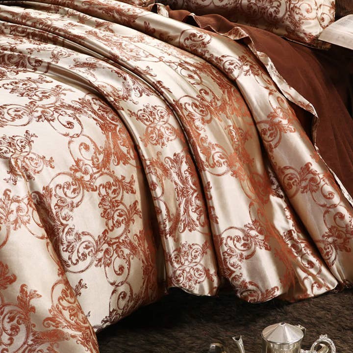 daintyduvet – wholesale Sängkläder – Lyxiga koppar påslakan set, Jacquard tyg estetiska sängkläder dekorativa, Broderade sängkläder Set