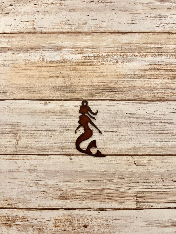 Mermaid Charm Sea Life Nautical Rustic metal Pendant for wholesale by Universal Ironworks USA
