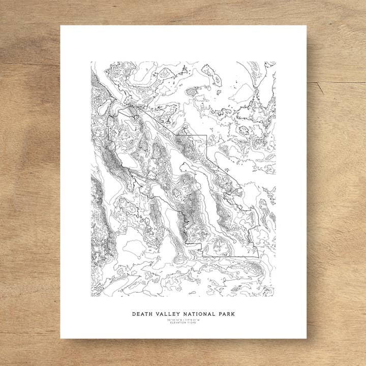Death Valley National Park Topografische kaart Kunst Poster afdrukken voor wholesale door Topographia Design