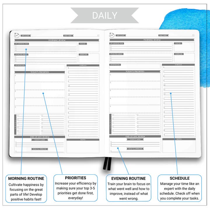Panda Planner - Wholesale Planner - 6 Month Panda Pro Planners – Large Daily Planner in 3 Sections
