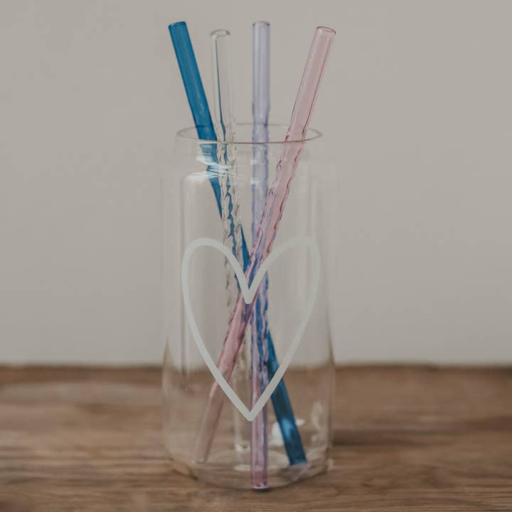 Eulenschnitt - Wholesale Drinking Straw - Glass straws twisted 20cm pink in a set of 42