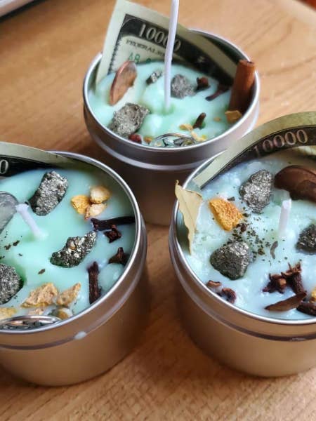 SHOW ME The MONEY! / Intention / Manifest/ Spell Candle for wholesale by Spellerific - For All Your Witchy Needs!