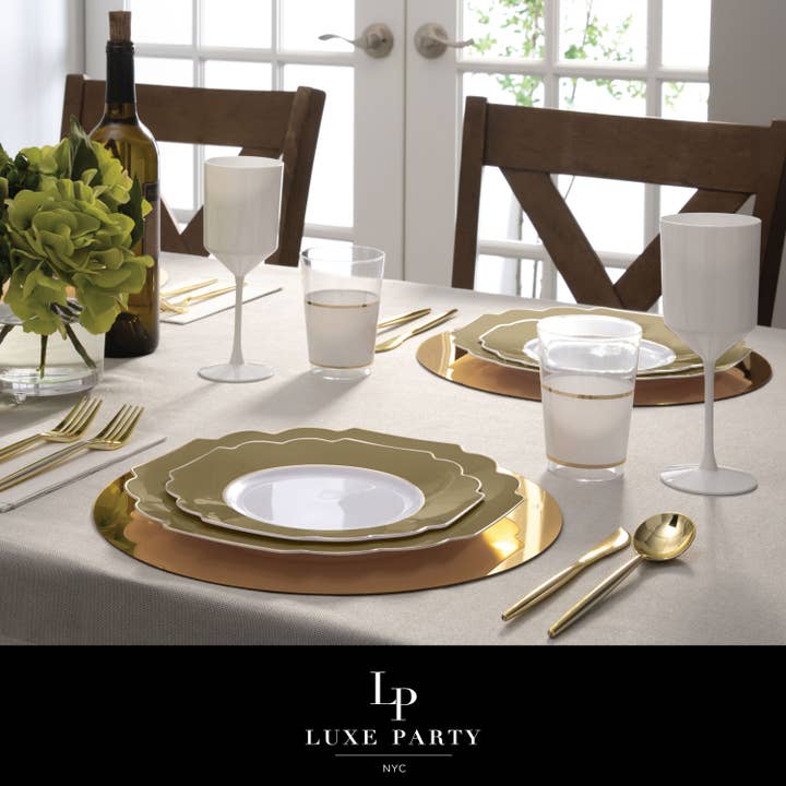 Luxe Party - Wholesale Disposable Plate - Scalloped Gold Plastic Plates | 10 Pack1