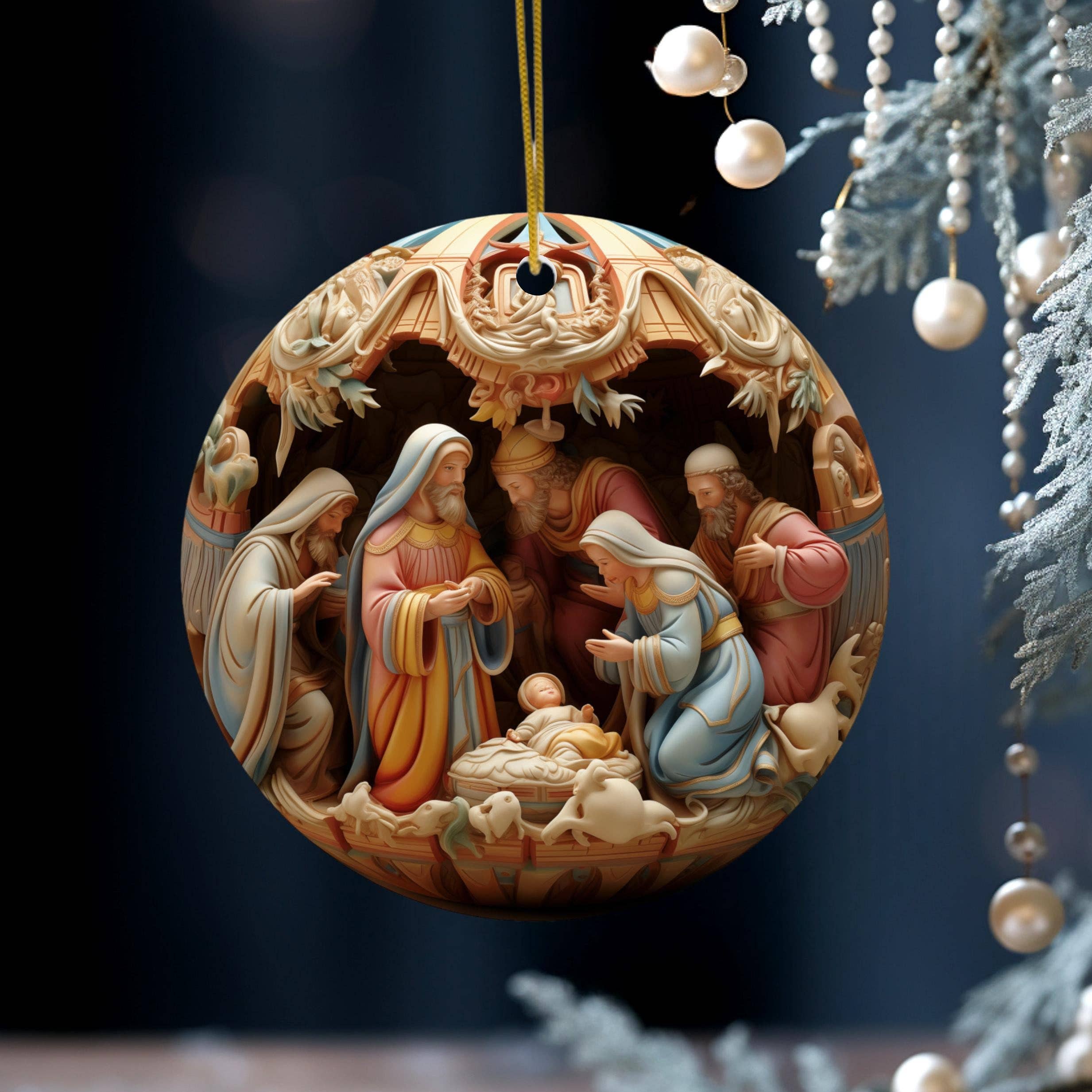 Fernville Creations - Wholesale Ornament - Christmas Nativity Flat Disc Ornament, Religious Gift3