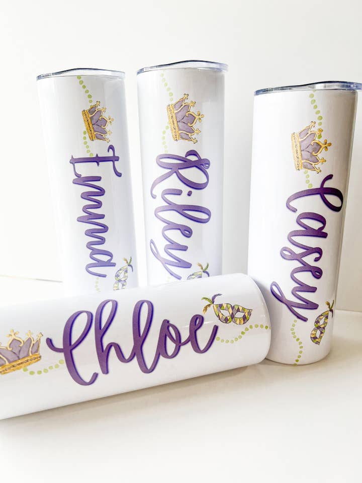 Corona di Mardi Gras Tumbler Sottile per la vendita all'ingrosso da parte di Simply Adoorable Designs