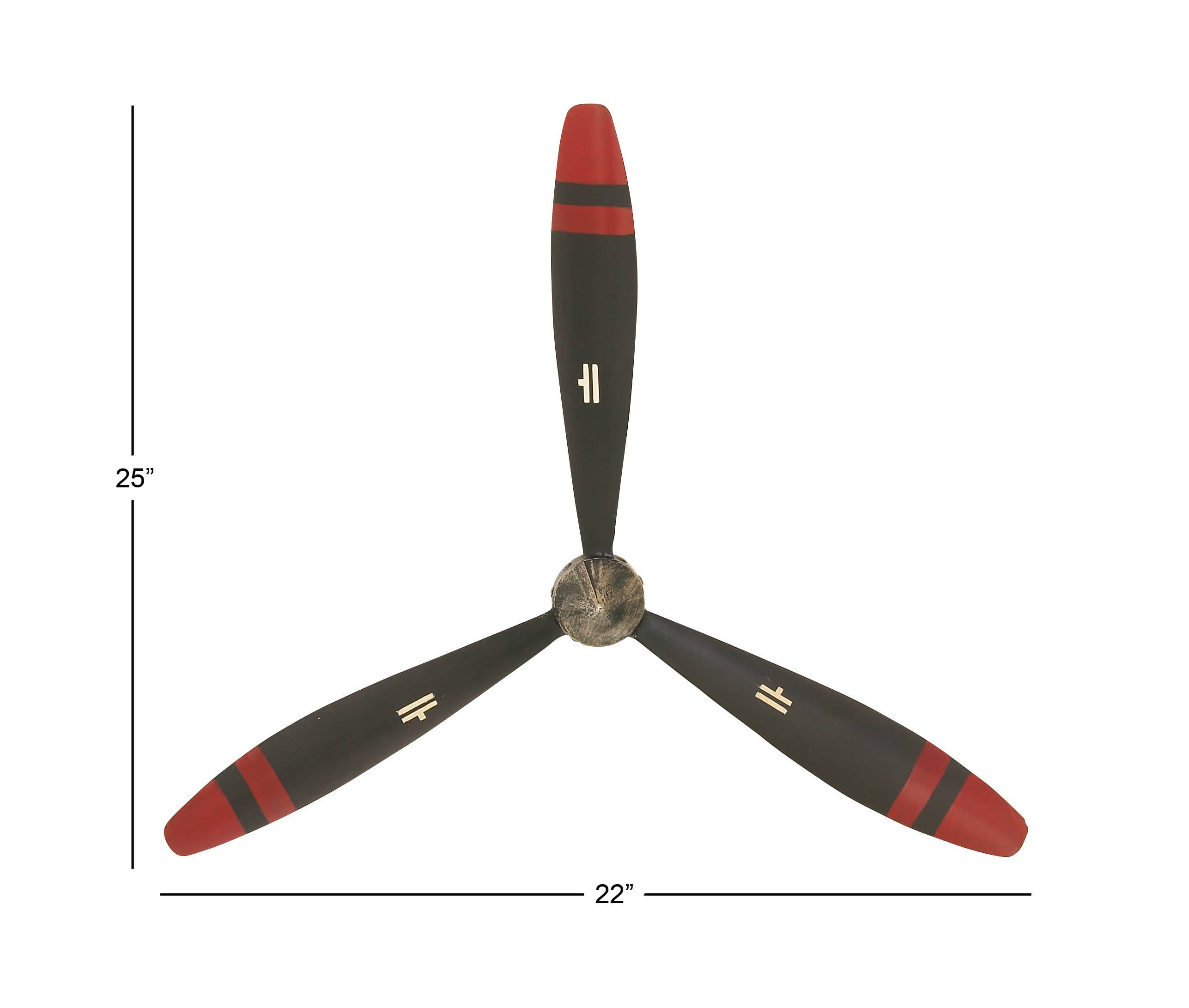 Import Corner - Wholesale Wall Accent - A-93228: METAL PROPELLER WALL DECOR 22"W, 25"H2