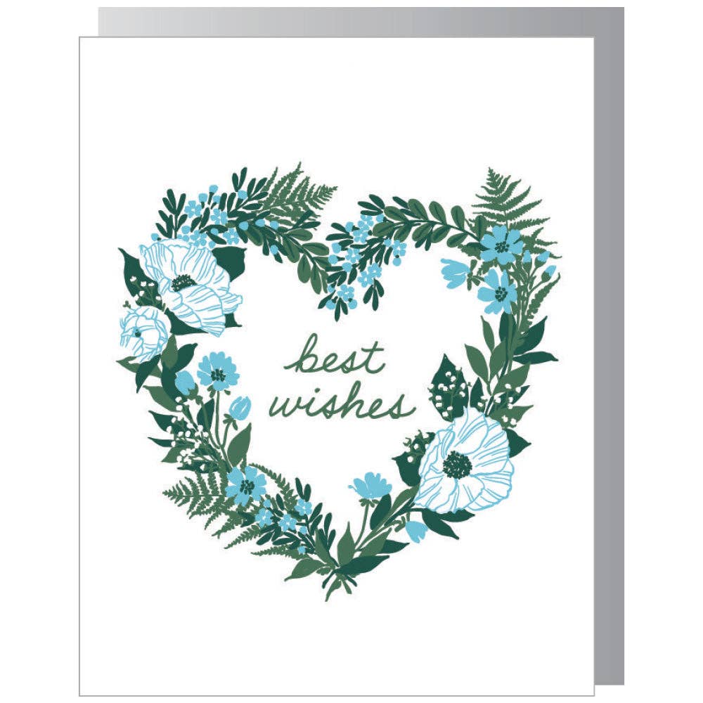 Smudge Ink - Wholesale Wedding Card - Floral Heart Wreath Wedding Card2