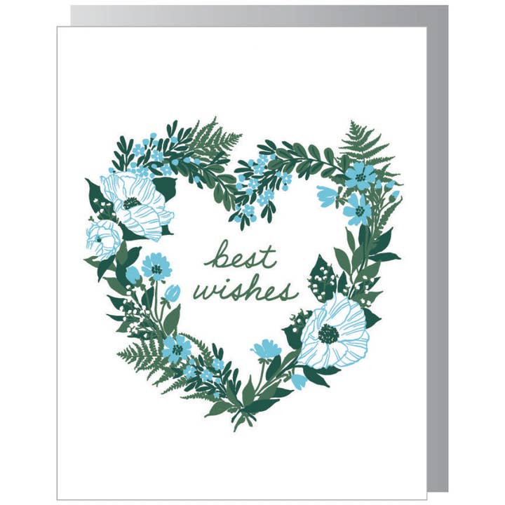 Smudge Ink - Wholesale Wedding Card - Floral Heart Wreath Wedding Card2