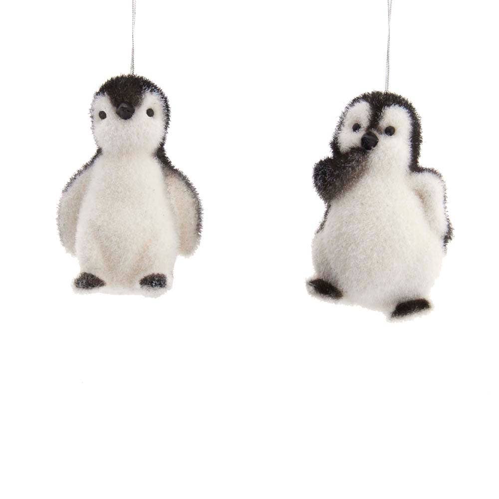 Kurt S. Adler, Inc. - Wholesale Ornament Set - 3.5"PLASTIC FLOCKED PENGUIN ORNAMENT 2/A1