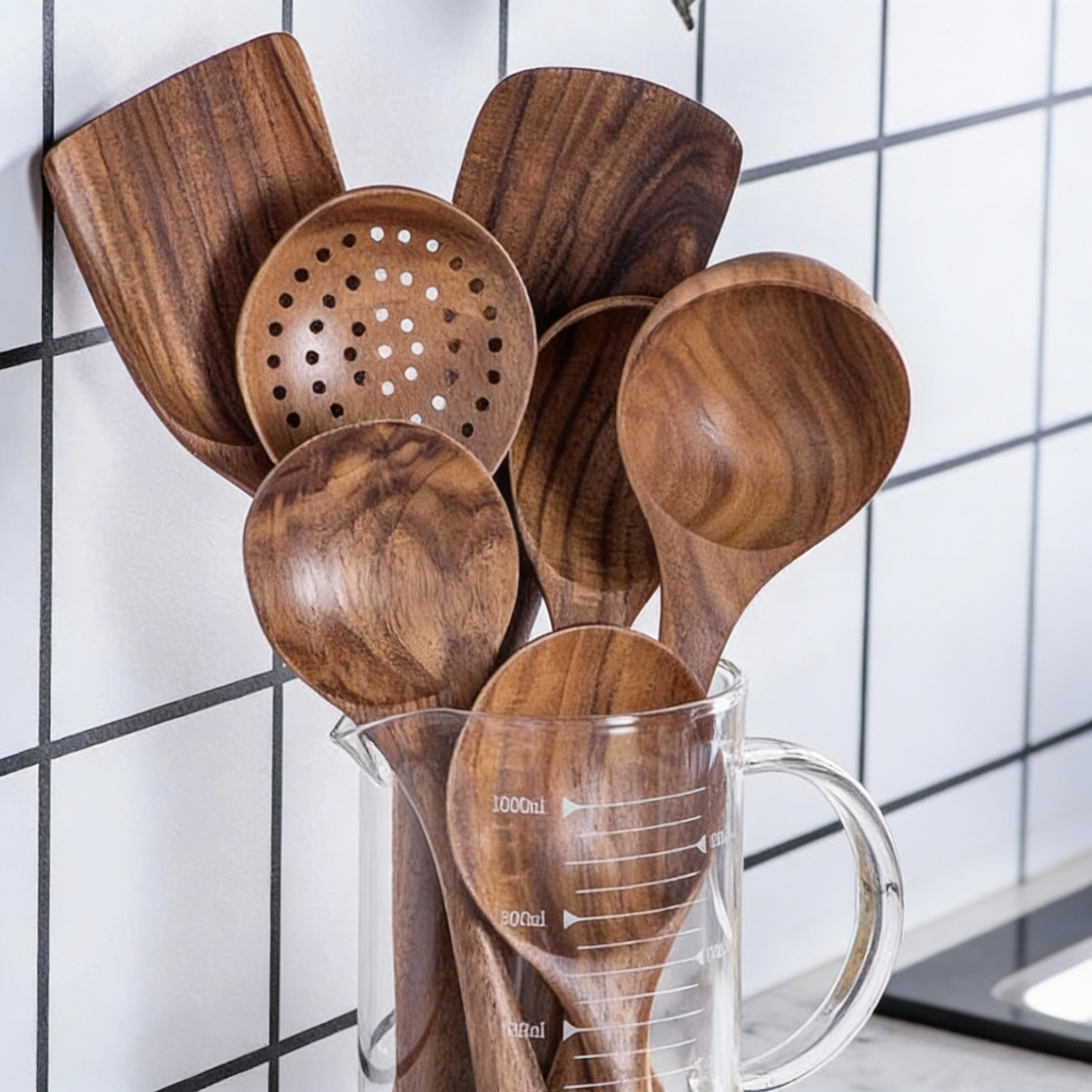 Kiyo Home - Wholesale Kitchen Utensil Set - 7-Piece Wooden Cooking Set | Kitchen Utensils | Eco Cookware6