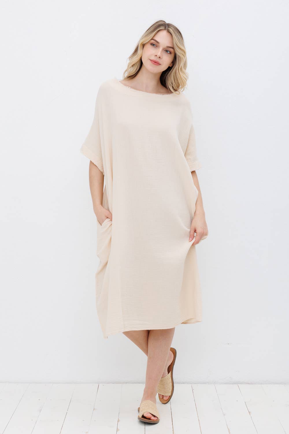 Dolly Jolly - Wholesale Dress - Women's - Off Shoulder Midi Gauze Dress13