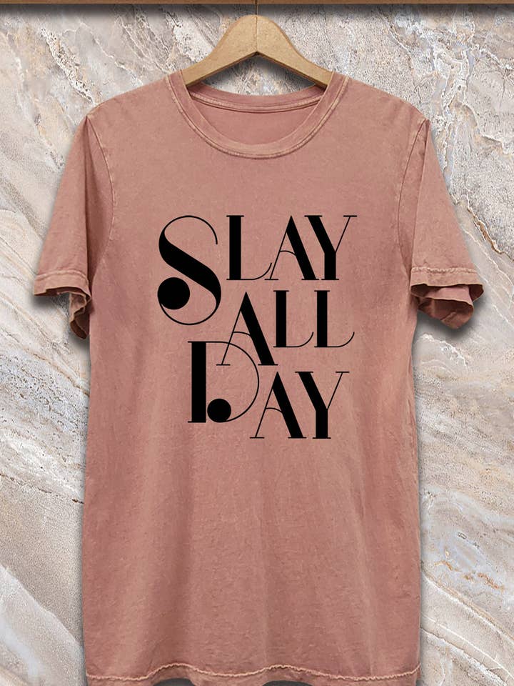 SPT-MWBA-223_Slay All Day - Camiseta lavada con minerales para venta al por mayor de SP Tops, Inc.