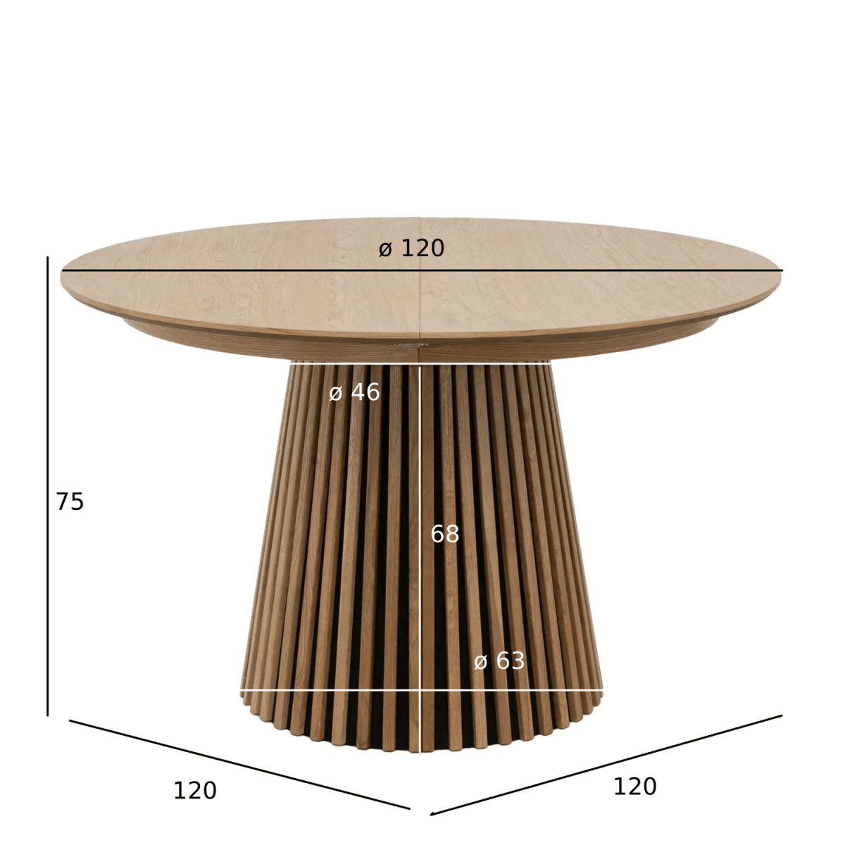 Furnhouse - Wholesale Side Table - Round Extendable Dining Table Svendborg ø120/220 cm - Natural Oak19