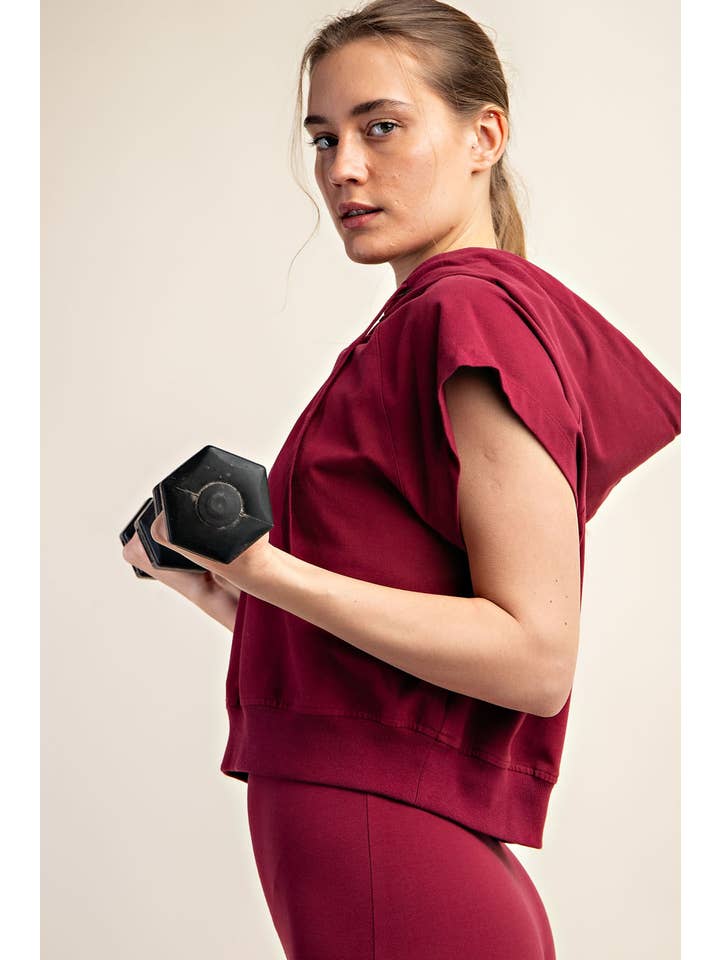 Rae Mode - Wholesale Hoodie - Women's - COTTON LYCRA SHORT SLEEVE HOODIE TOP46