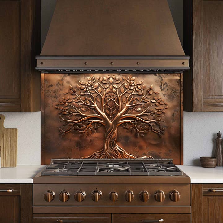 Glass Kitchen Backsplash - Wholesale Wall Accent - Custom Kitchen Backsplash – Amber Roots Tempered Glass Stove Backsplash5