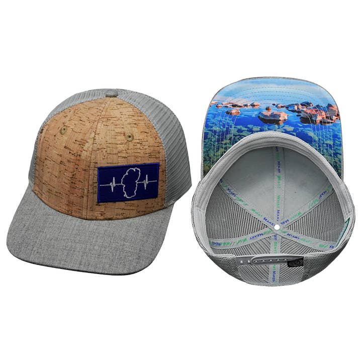 **Youth** Tahoe Hat | Baseball Hat Fit | Cork - Heather Gray for wholesale by The Heartbeat Brand