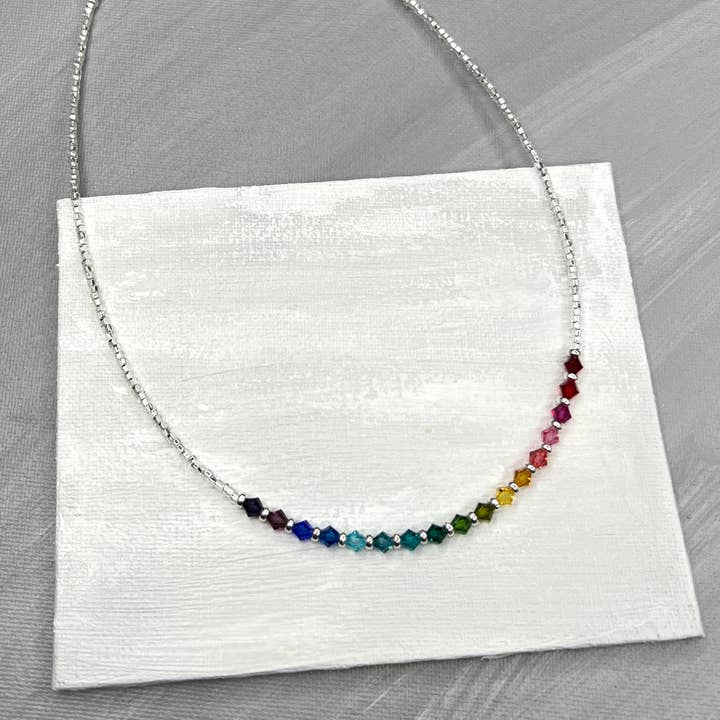Colar Gradiente de Cristal Rainbow em Transparente por atacado de Oreb Lram Fine Casual Jewelry