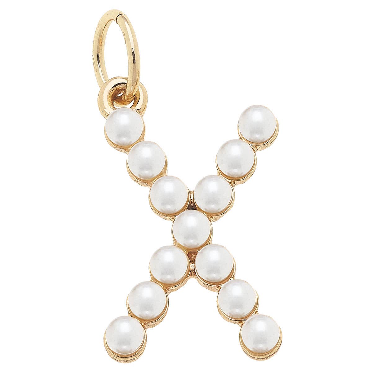 Canvas Style - Wholesale Individual Charm/Pendant - Pearl-Studded Letter Charm in Ivory5