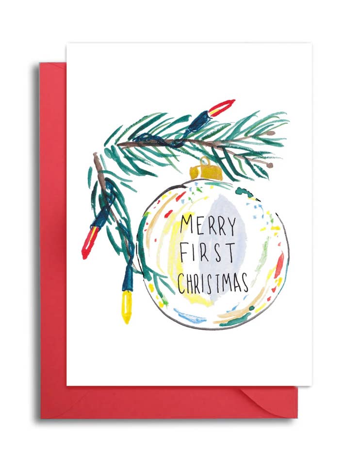 Première carte de Noël pour bébé - Première carte de Noël ornementale pour la vente par Slow Poke Press