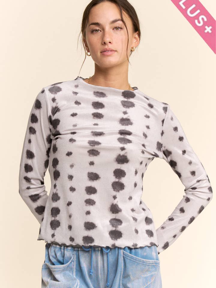 Davi & Dani - Wholesale Knit Top - Women's - PLUS MESH TIE DYE LONG SLEEVE TOP16