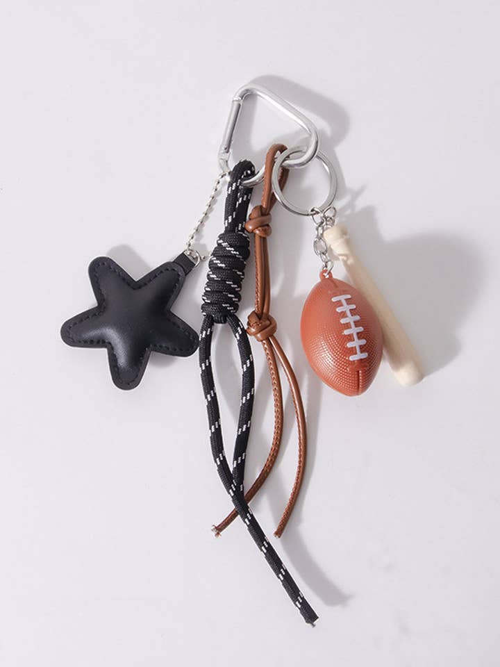 Porte-clés en cuir simple étoile de baseball DP25E494 pour la vente par Dipped Shop