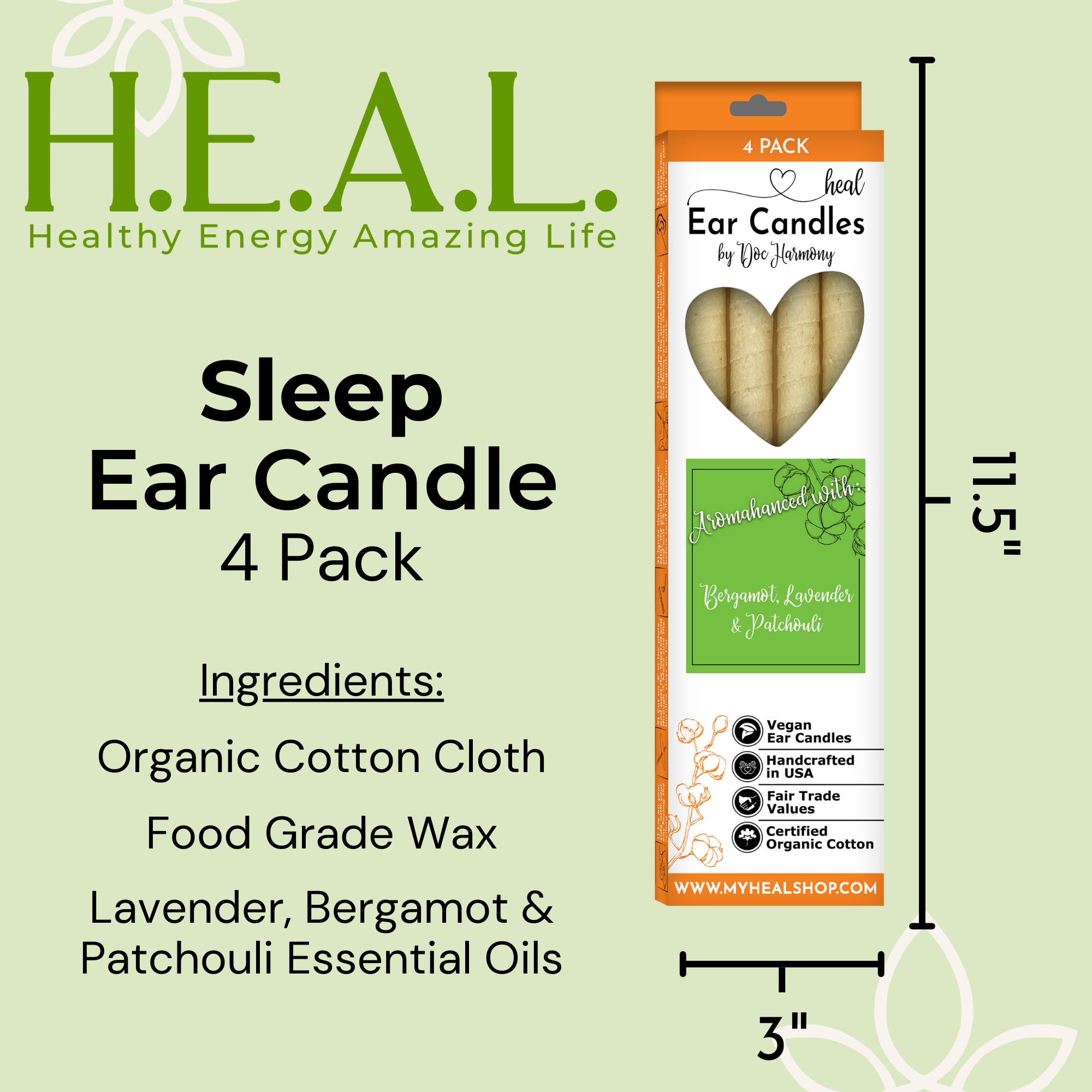 Healthy Energy Amazing Life - Wholesale Tapered Candle/Candlestick - Lavender, Bergamot & Patchouli Ear Candles by Doc Harmony3