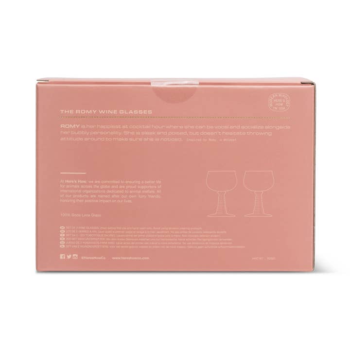 Here's How - Wholesale Wine Glass - The Romy Set Of 2 Wine Glasses - Blush2