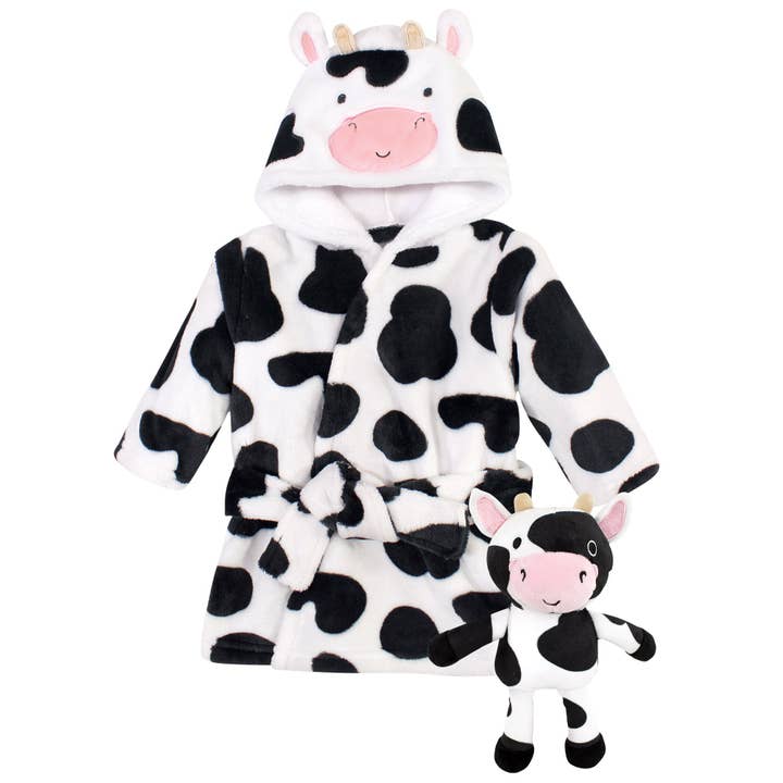 Hudson Baby Plush Bathrobe and Toy Set, Cow for wholesale by BabyVision