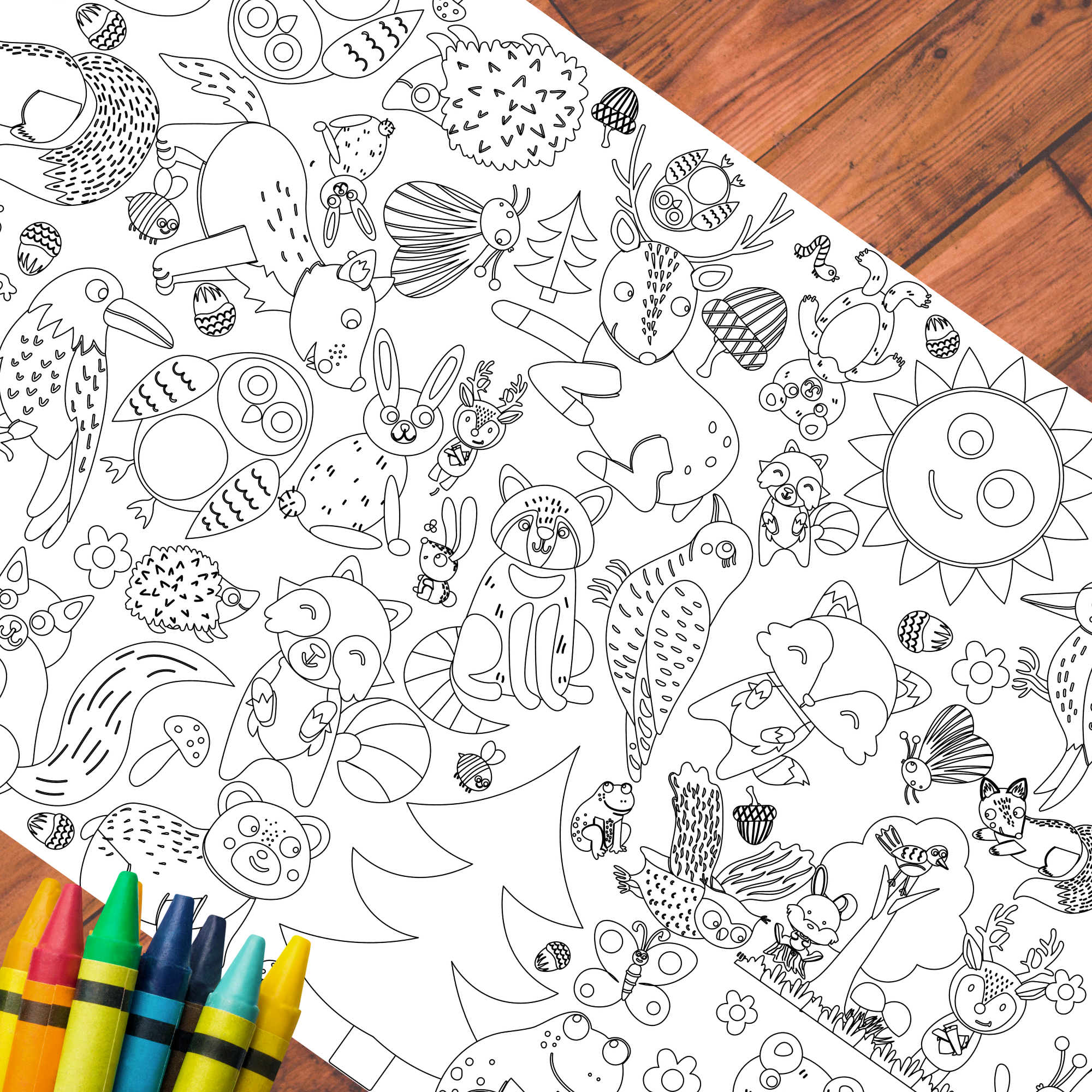 Creative Crayons Workshop - Wholesale Coloring Tablecloth - Kids & Baby - Woodland Animals Coloring Tablecloth2