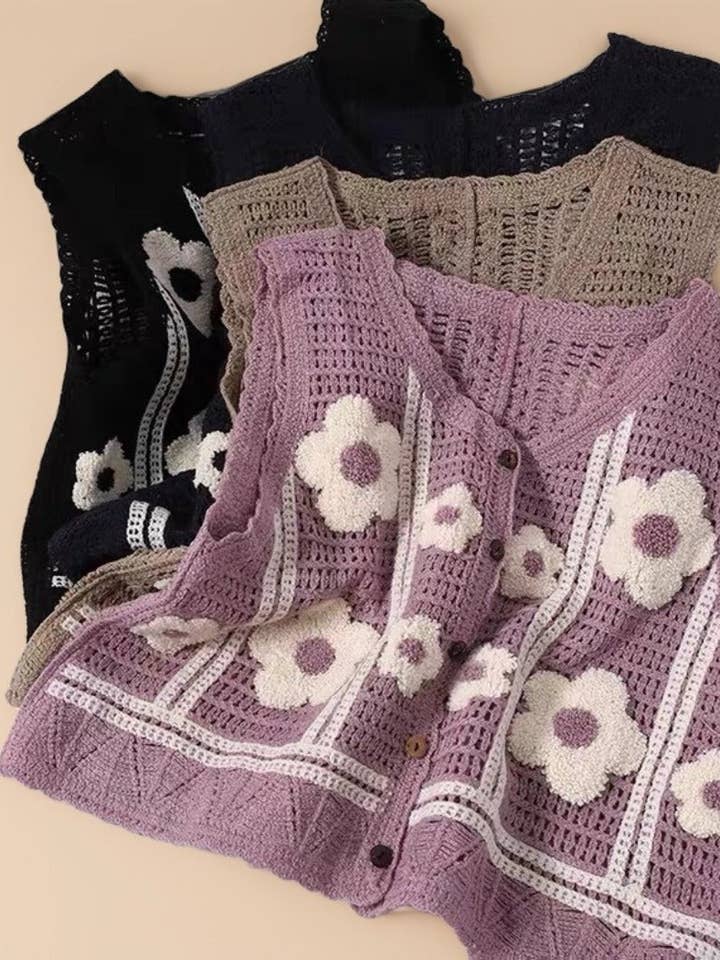 Crosa - Florale Häkelstrickweste – Luftige Sommerüberwurf für den Großhandel von Funkyrel® Atzbranding Limited