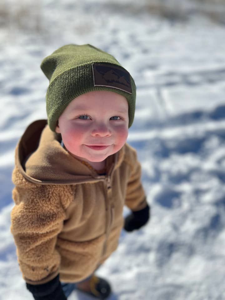 Toddler Military Green Montana Beanie for wholesale by Montana Tees