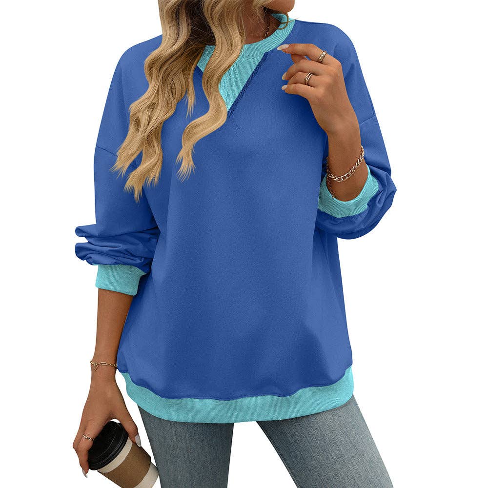 Lovesoft - Wholesale Sweatshirt - Women's - Solid Color Round Neck Fork Loose Sweatshirt Sweater4