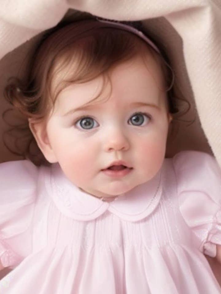 Vestido Rosa Bordado a Mano y Plisado con Gorro para venta al por mayor de Hello Bebes!