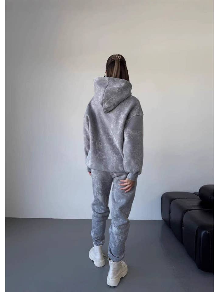 Gray Luna - Metallic Wash Oversized Hoodie & Jogger Set for wholesale on Faire