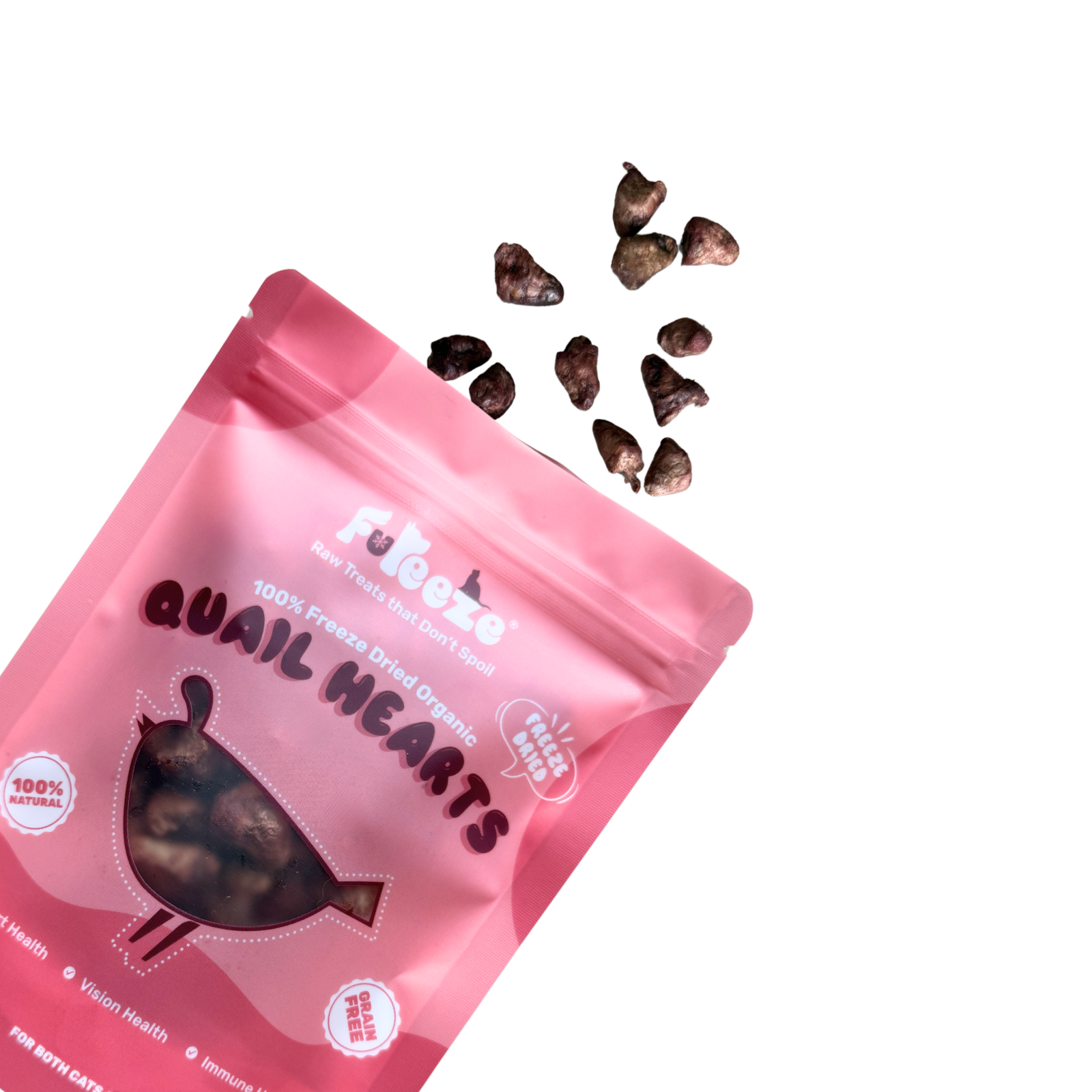 Fureeze - Venta al por mayor Chuches - Perros - 40 g de corazones de codorniz liofilizados Fureeze™ para gatos y perros1