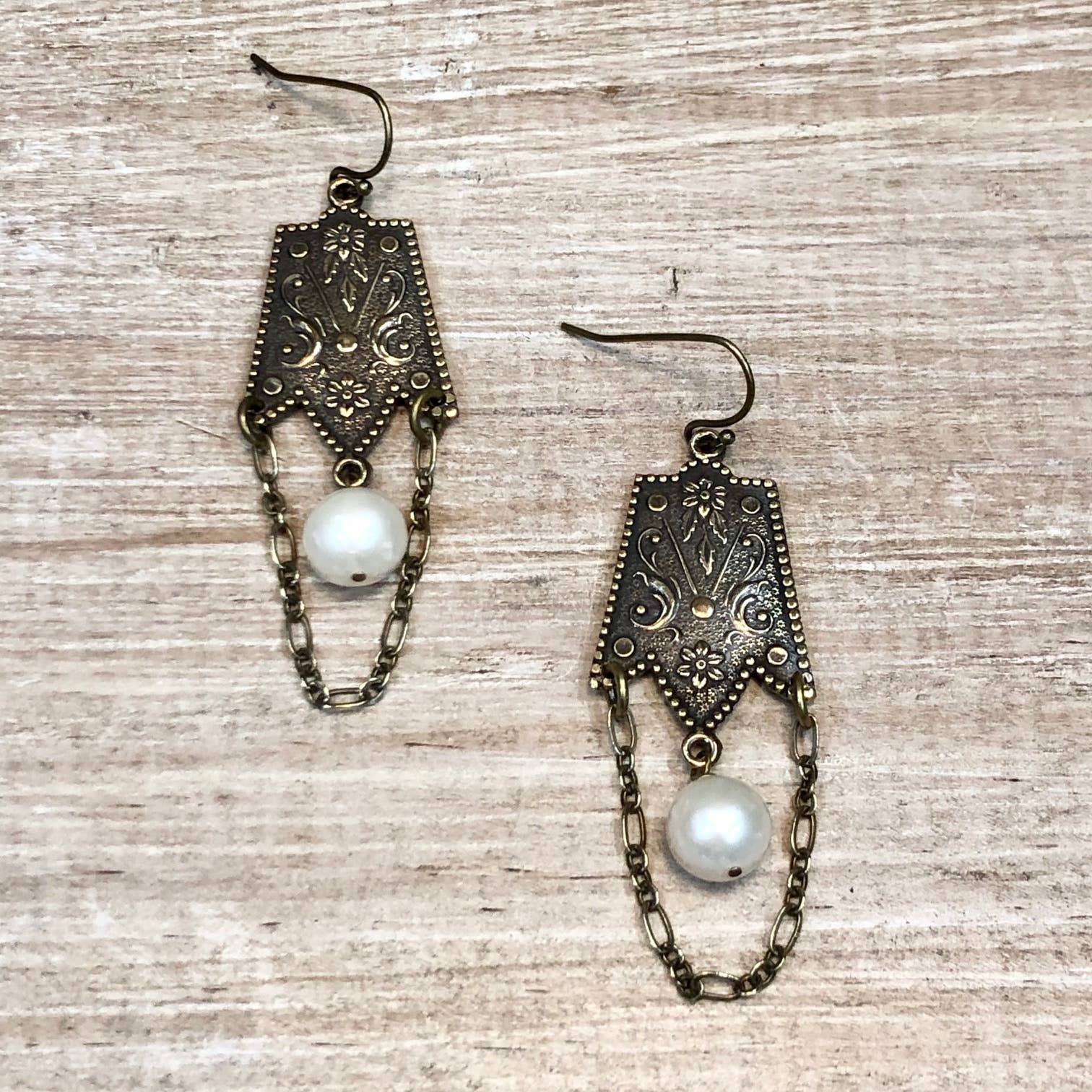 Victorian Floral Earring With Pearl for wholesale by Lorraine Frances Jewelry