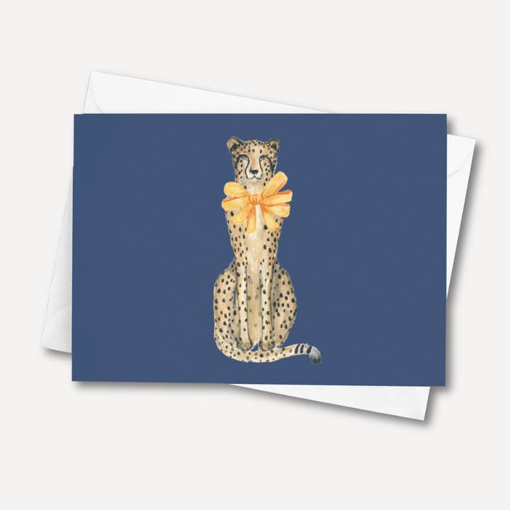 Cheetah Bow Chic Folded Note Cards | Set of 10 Cards for wholesale by Note Worthy Paper Place