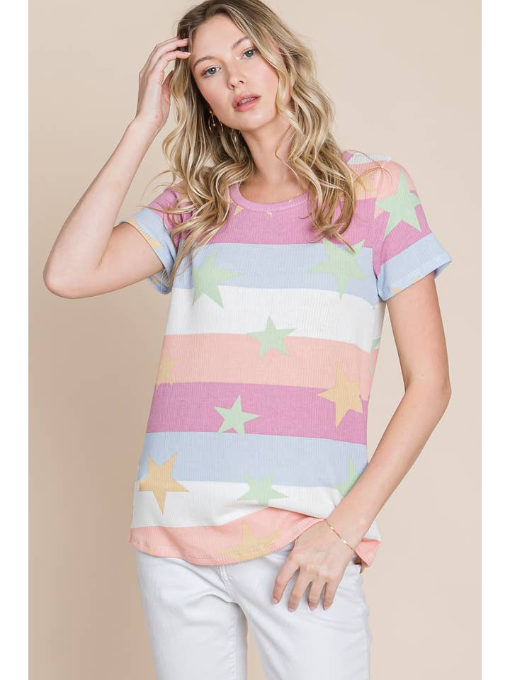 BOMBOM - Wholesale T-Shirt - Women's - TA1813 SOFT WAFFLE KNIT TEE