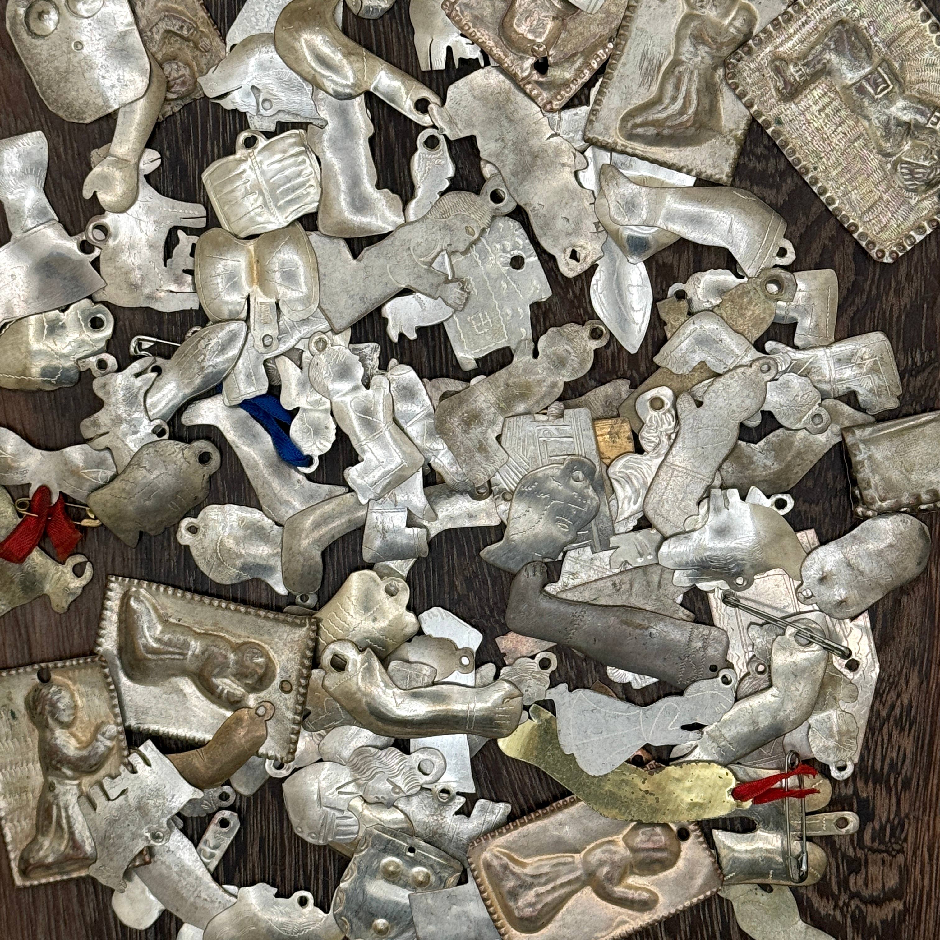 Tesoros Trading Company - Wholesale Ornament - 100 Assorted Vintage Milagros, Peru2