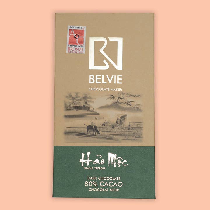 Belvie Dark Chocolate Bar Hao Moc 80% (Single Origin) for wholesale by Bar & Cocoa Chocolate