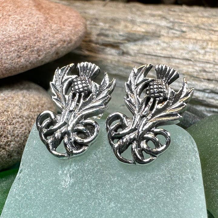 Heritage Thistle Post Earrings for wholesale by Celtic Crystal Designs Jewelry & Gifts