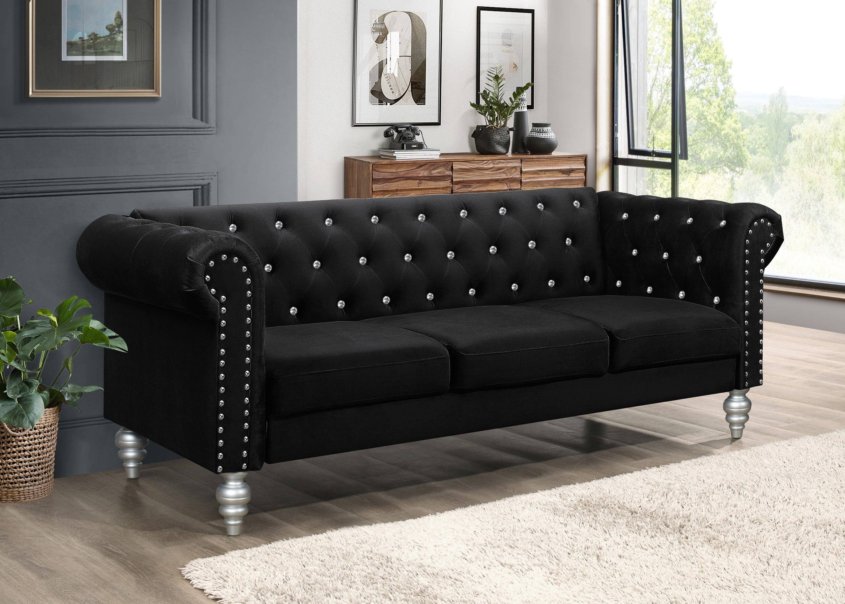 Home Design - Wholesale Sofa - Emma Velvet Rolled Arm Chesterfield Sofa1