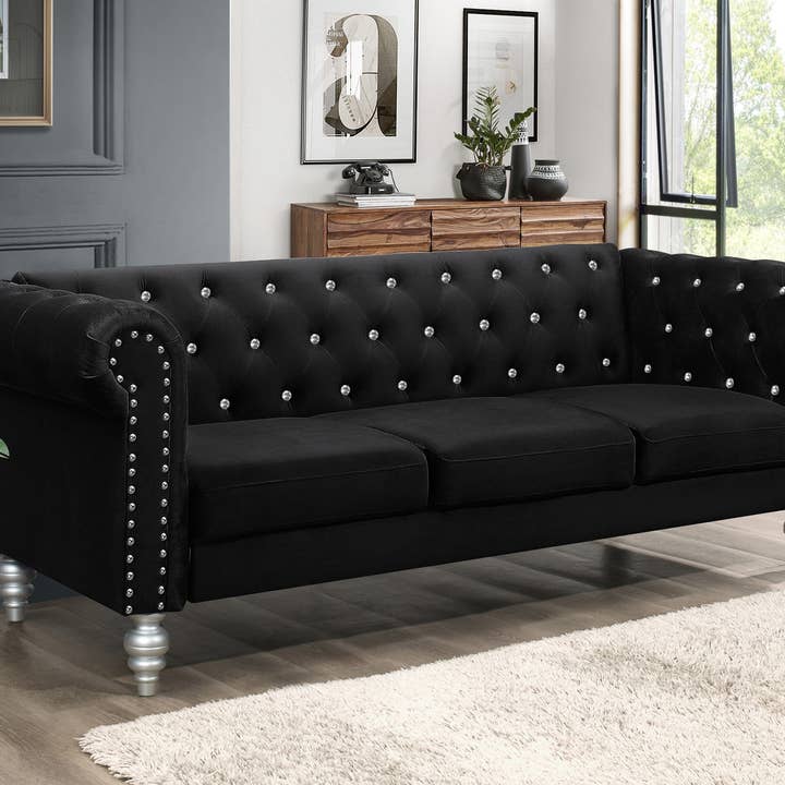 Home Design - Wholesale Sofa - Emma Velvet Rolled Arm Chesterfield Sofa1