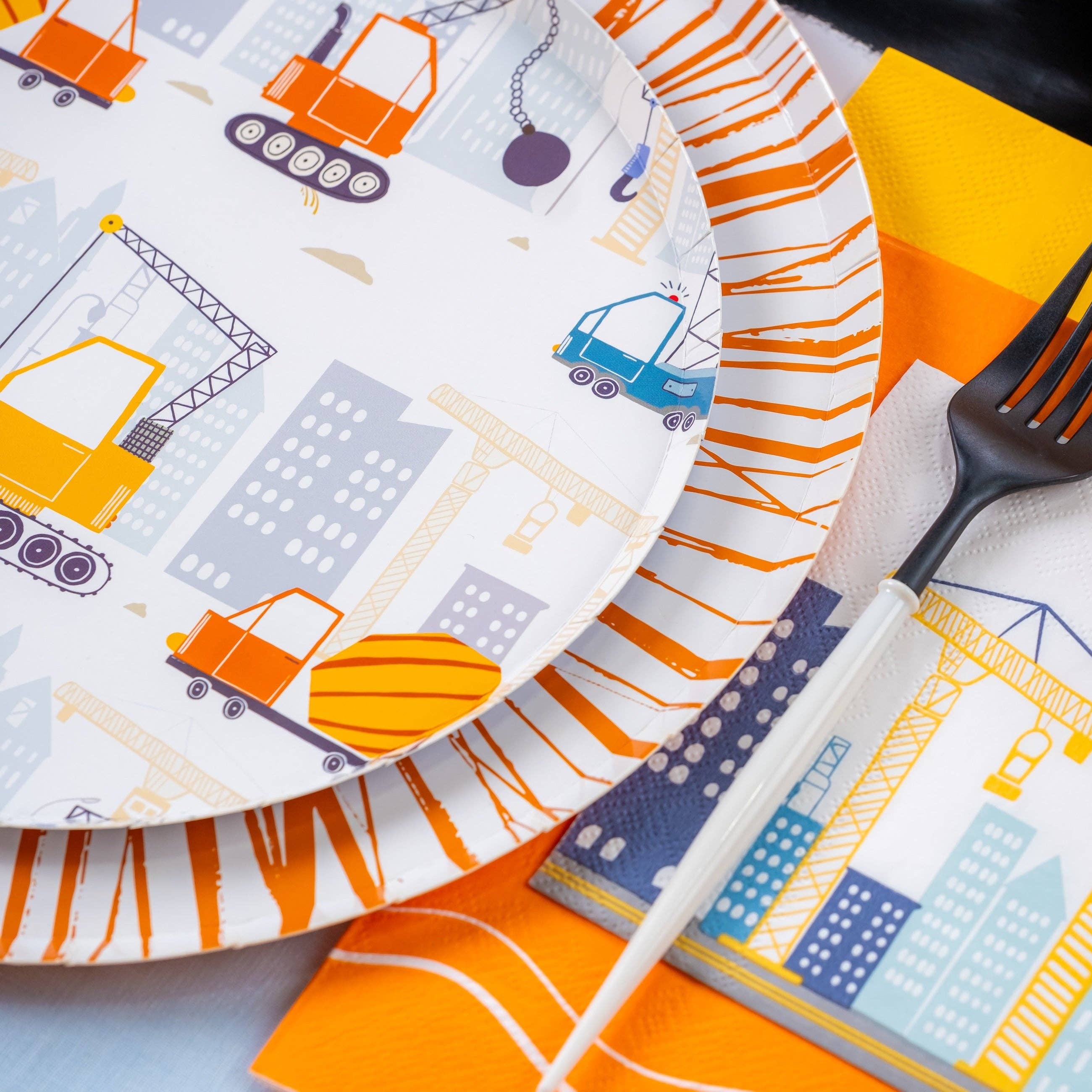 Gatherings by Curated Paperie - Wholesale Disposable Plate - CONS25-DP2- Construction Dessert Plates5