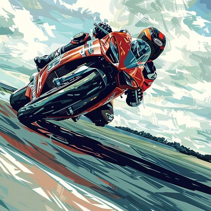 Corrida de motos desportivas laranja por atacado de Paint with Number