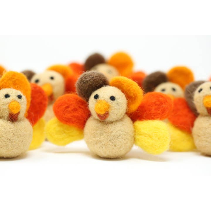 The Felt Pod - Wholesale Decorative Tabletop Object - Felted Turkey Thanksgiving Decoration